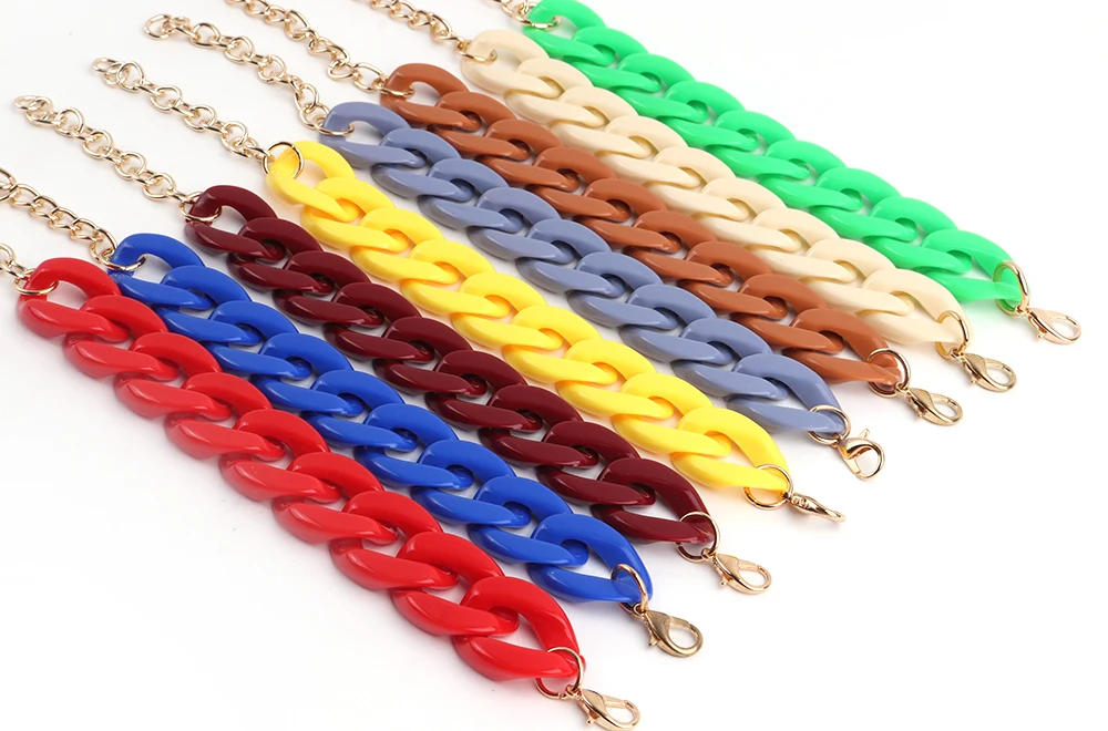 FishSheep Colorful Acrylic Thick Chain Bracelets For Men Women Bohemian Multi color Resin Chain Bracelets & Bangles 2021 Jewelry