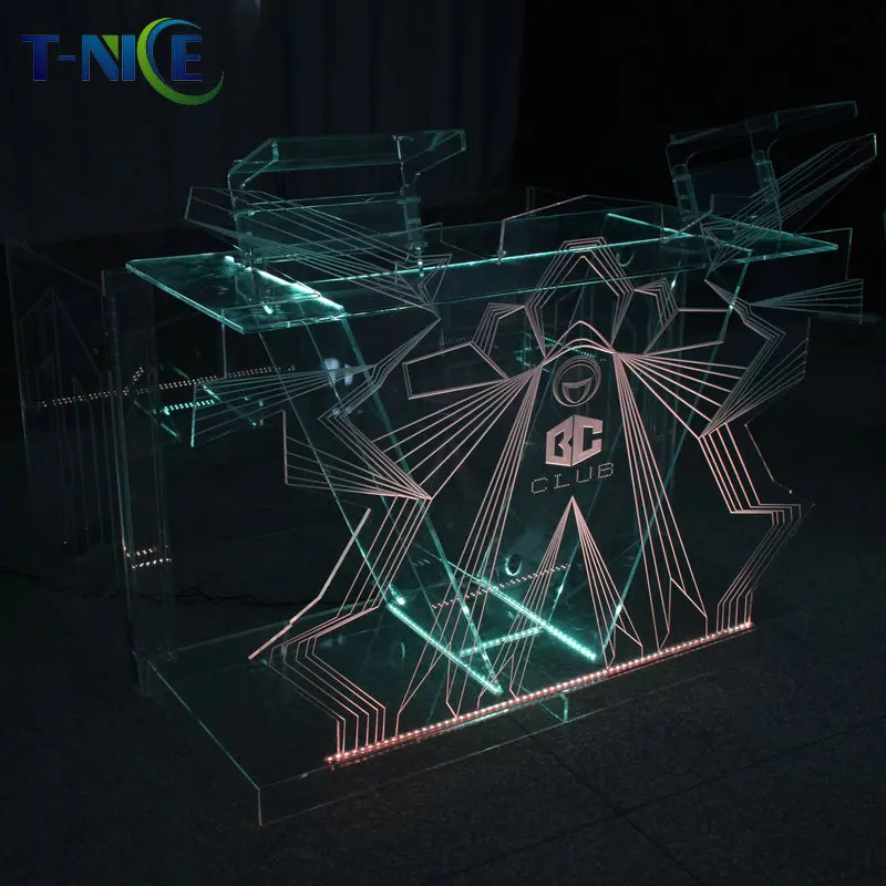 2020 best seller customized led bar table dj tooth night club furnituer acrylic bar table Factory outlet Customized logo