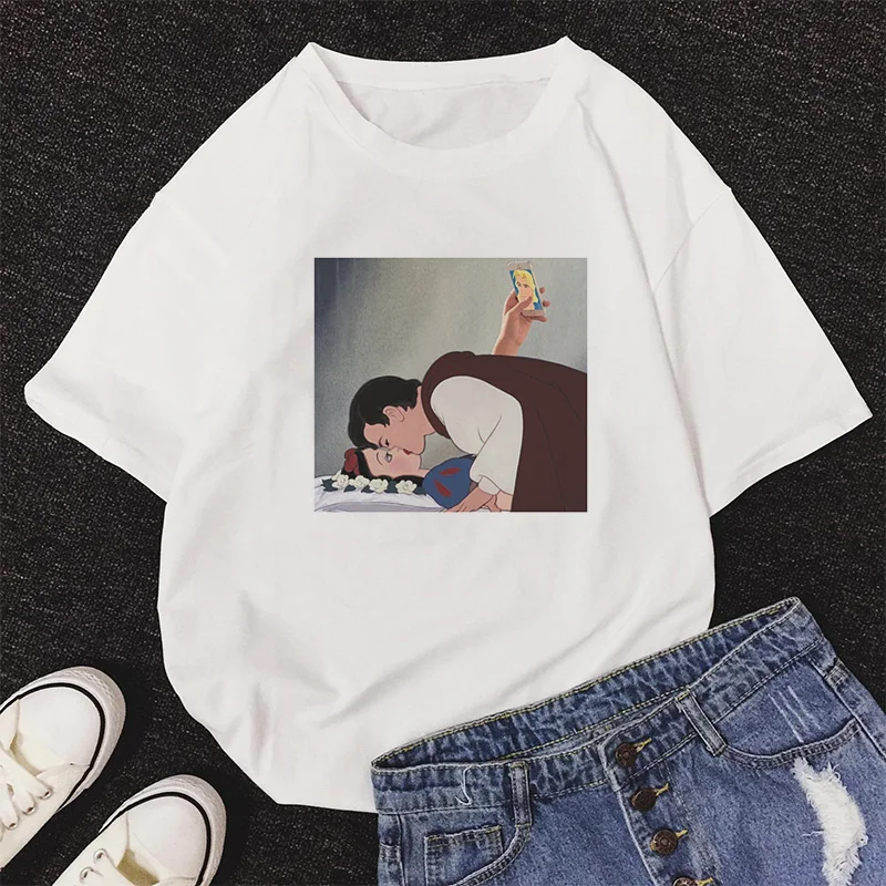 Летняя женская футболка с принтом в стиле Харадзюку в стиле панк, повседневная винтажная уличная футболка - Цвет: 2499