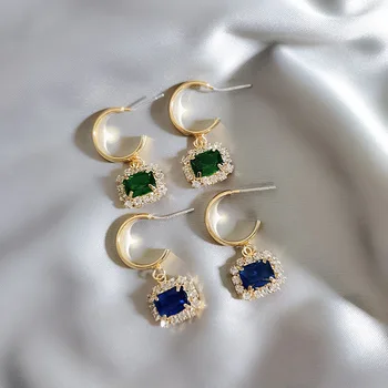 

2019 simple metal geometry fine crystal fashion temperament sparkling Drop earrings Jewelry new joker