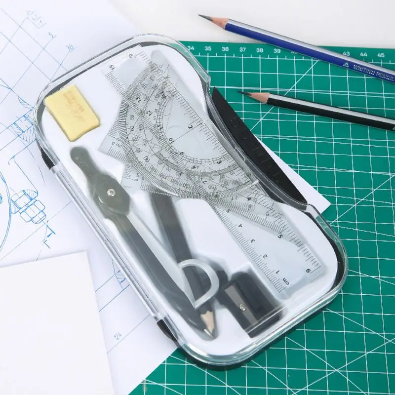 

Compasses Students Stationery straight Ruler Triangular Ruler Triangle Board Math Set Compass Protractor Mathematic Geometry