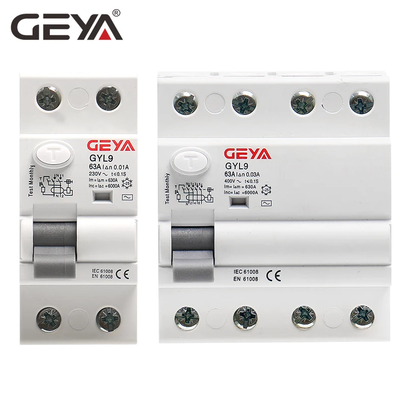 GEYA GYL9 переменного тока типа RCCB УЗО переменного тока ELCB 2 полюса 40A 63A 100A УЗО