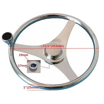 

13.5 inch Boat Marine Stainless Steel Steering Wheel 3 Spoke Style With Knob for Boat Yacht Accessories