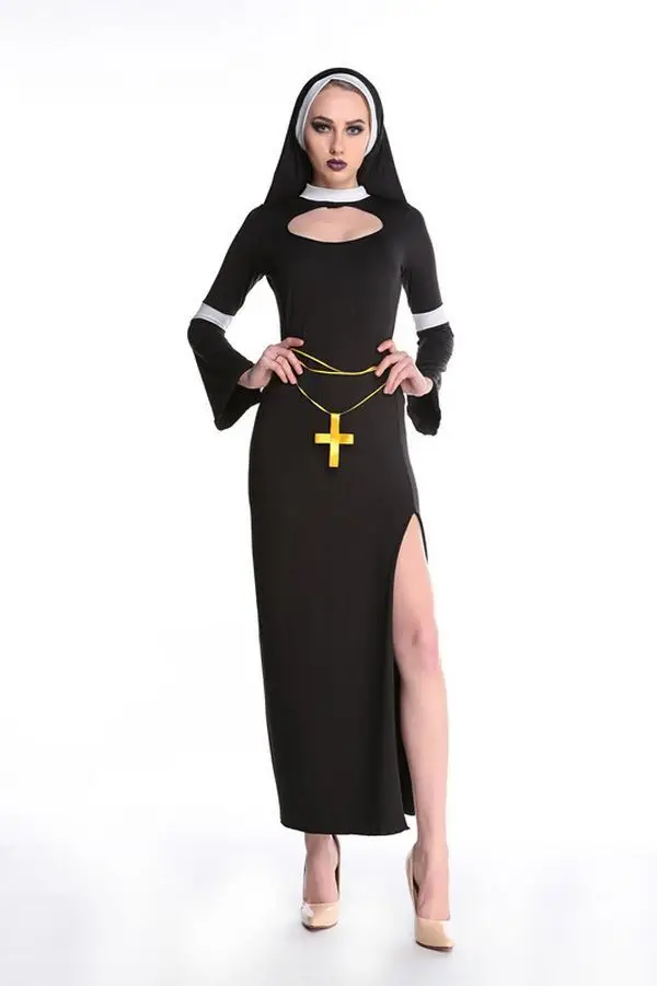 Новинка года; популярная одежда в арабском стиле; черное сексуальное платье для костюмированной вечеринки; костюм монахини на Хэллоуин