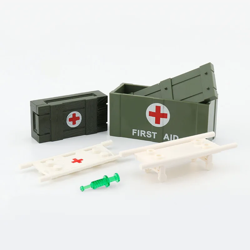 Moc Ww2 Accessori Medici Militari Building Blocks Army Medical Box Siringa Soldato Caschi Barella Parti Mattoni Giocattoli C217