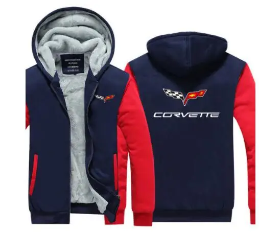 Повседневные мужские хлопковые теплые мужские толстовки на молнии для Chevrolet Corvette, мужские утепленные куртки