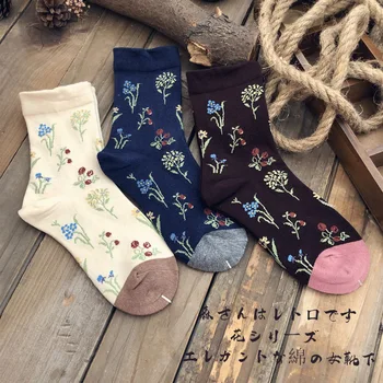 

Lovely Women Socks Standard Ladies Flowers Sock Colorful Unisex Long Casual Cute Cotton Sox Girls Spring Autumn Trendy Skarpetki