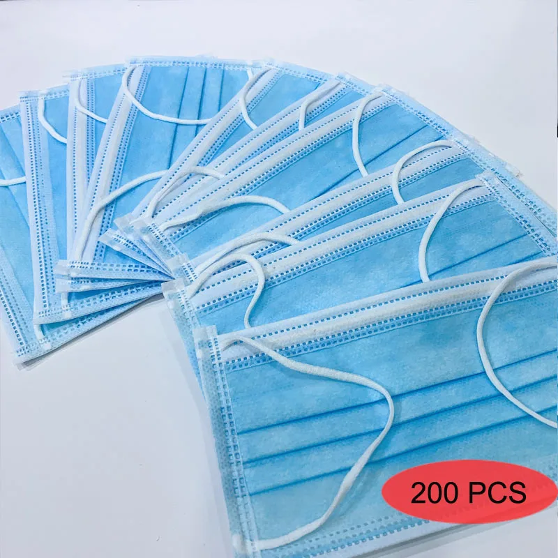 

Plenty stock Disposable Safety Mask Earloop Dust Mouth Masks Cover 3Ply Non-woven Anti Dust Mask Soft Breathable Face Masks 200