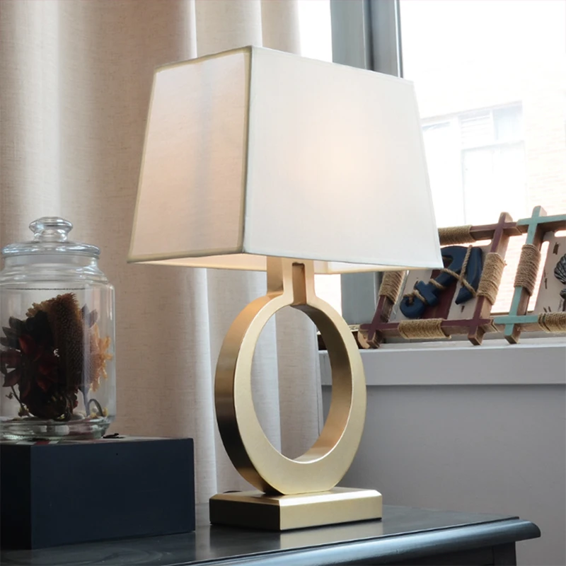 US $79.12 Modern Simple Table Lamp American Gold Iron Table Lamps For Living Room Bedroom Study Desk Decor Light E27 Nordic Bedside Lamp