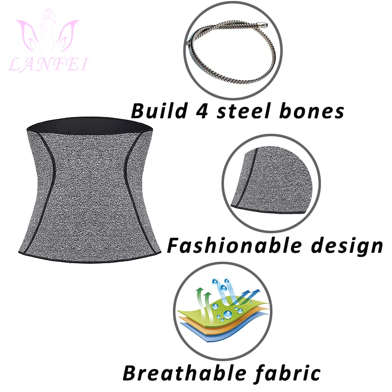 LANFEI Mens Waist Trainer Body Shaper Thermo Neoprene Gym Fitness Modeling Corset Slim Underwear Waist Support Weight Loss Belt