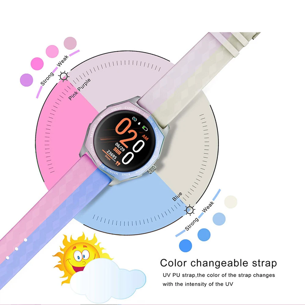 V18 Smart Watch Women 1.22 Inch Full Round Touch Screen Color Changable Strap Heart Rate Monitoring Lady Bluetooth SmartWatch