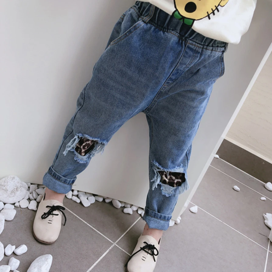 leopard patch jeans wholesale