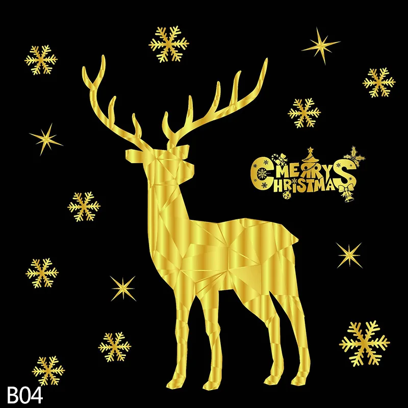 Санта-Клаус, снеговик, Рождественская елка, Веселый Рождественский стикер на стену для DIY, украшение детской комнаты, оконная витрина, стеклянная наклейка для декора - Цвет: b04 reindeer