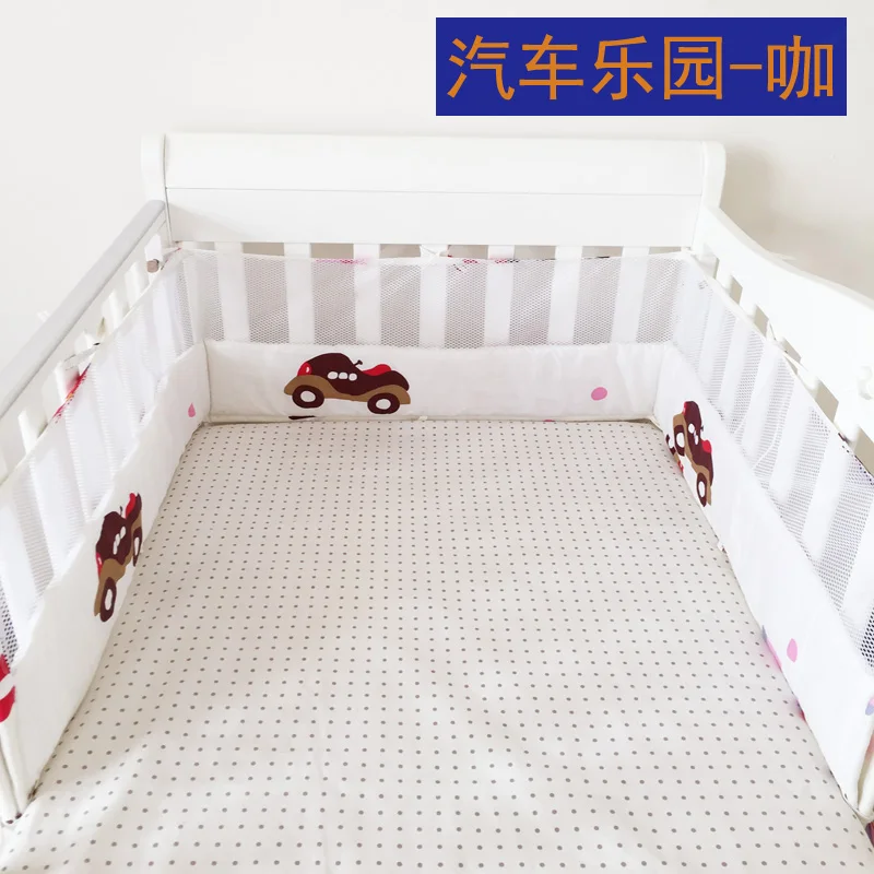 Антиколлизия цельная детская кроватка кровать бампер, 180*30 см детская защита для кроватки для новорожденных, безопасная детская кровать вокруг льняной кроватки забор - Цвет: qicheleyuanka