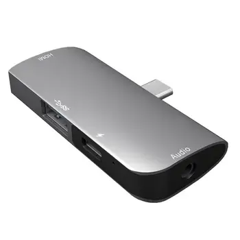 

4 in 1 USB C Hub Type-C to 4K HDMI+USB3.0+87W PD+3.5mm Audio Jack Adapter