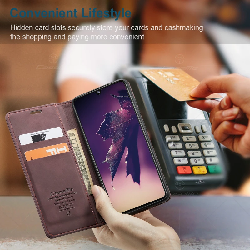 Luxury Leather Magnetic Flip Wallet Phone Case with Card Holder