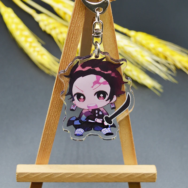Аниме Demon slayer брелок мультфильм рисунок Kimetsu no Yaiba Kamado Tanjirou двухсторонний акриловый брелок для косплея подарок