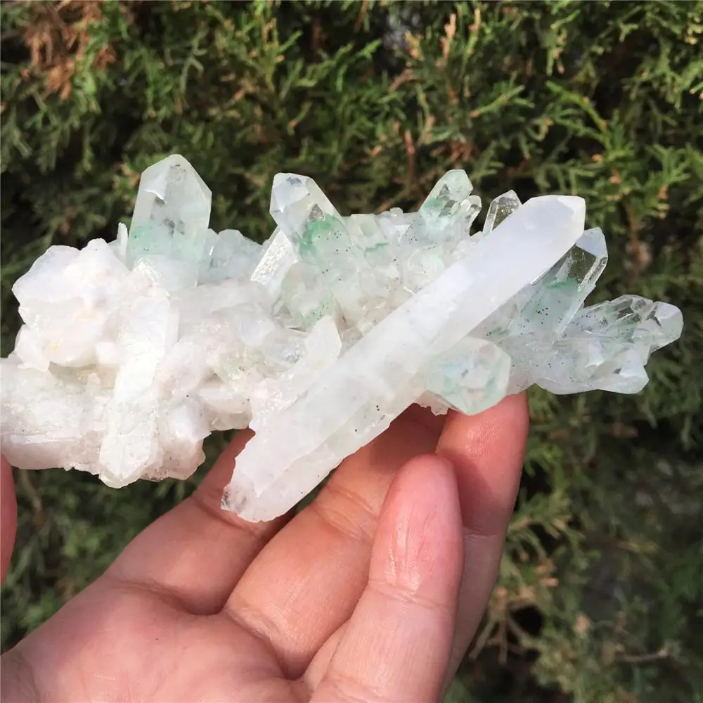 1 шт. натуральный зеленый Ghost Phantom Quartz кристалл кластера Исцеление образец отправлен случайным образом