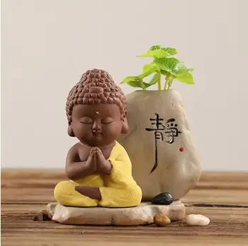

Ceramic Vase Little Monk Decor Tabletop Vase Small Buddha Flowerpot Plant Bonsai Hydroponic Home Decoration Accessor