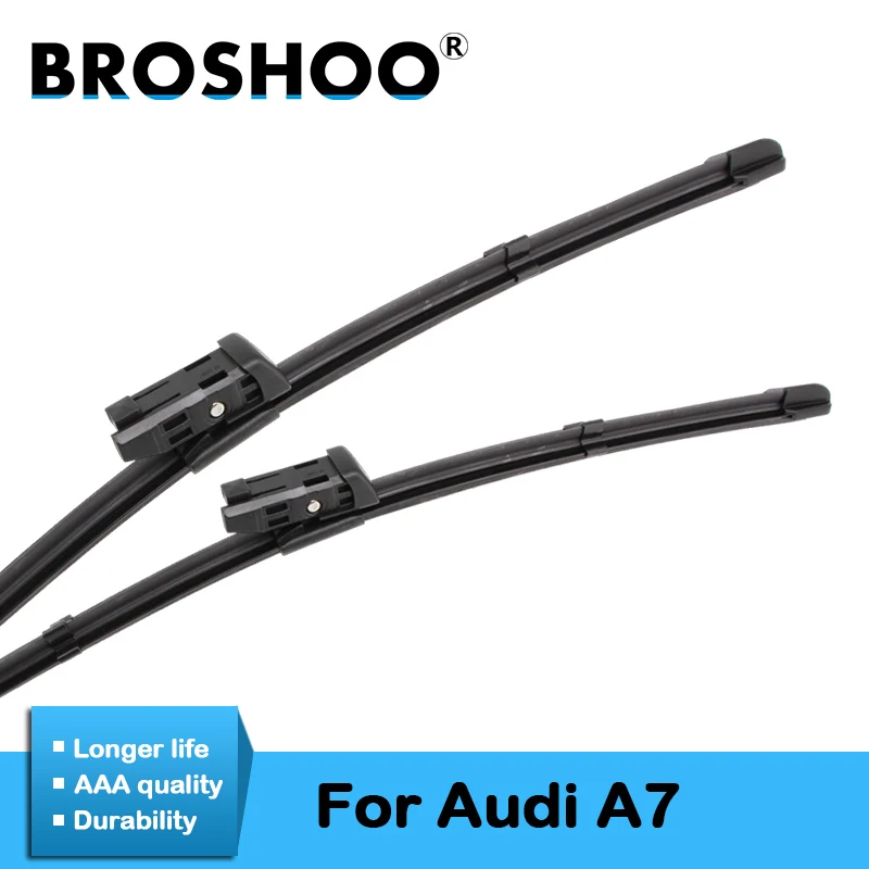 

BROSHOO Car Clean The Windshield Wiper Blade Rubber For AUDI A7 2010 2011 2012 2013 2014 2015 2016 Fit Push Button Arm Styling