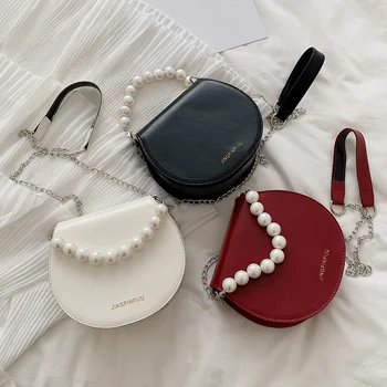 

Women Pure Color Shoulder Vintage Totes Bags PU Leather Travel Pearl Elegant Fashion Women Handbag Leather for Female