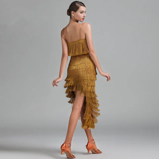 

Sexy Latin Dance Dress Women Performance Costume Competition Fringe Tassels Salsa Modern Tango Chacha Latina Club Party Dress