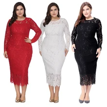 Кружевное вечернее платье с длинными рукавами размера плюс, вечернее платье-Русалка длиной до середины икры, вечерние платья на молнии