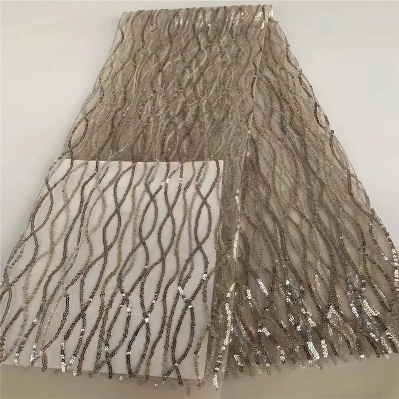 Two color 2020 gold African sequins Tulle Lace Fabric High Quality Material Net French Embroidery Nigeria | Дом и сад