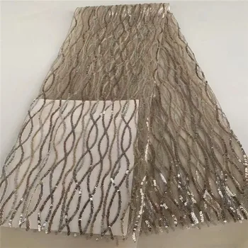 

Two color 2020 gold African sequins Tulle Lace Fabric High High Quality Lace Material Net French Embroidery Nigeria Lace Fabric