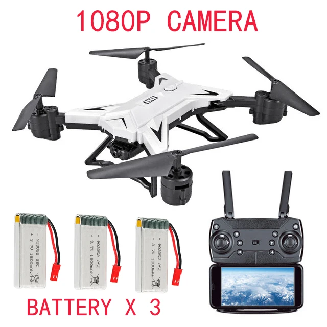 WHITE 1080P 3B Радиоуправляемый вертолет Квадрокоптер WiFi fpv с истинным 720 P/1080 P широкоугольная HD камера с высоким режимом удержания складной рычаг RC Дрон Квадрокоптер - Цвет: WHITE 1080P 3B