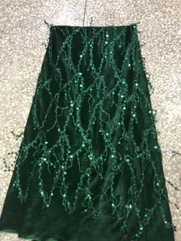 

Free Shipping by DHL! 2020 High quality guipure lace sequence lace sequin embroidery tulle lace fabric for women dress green
