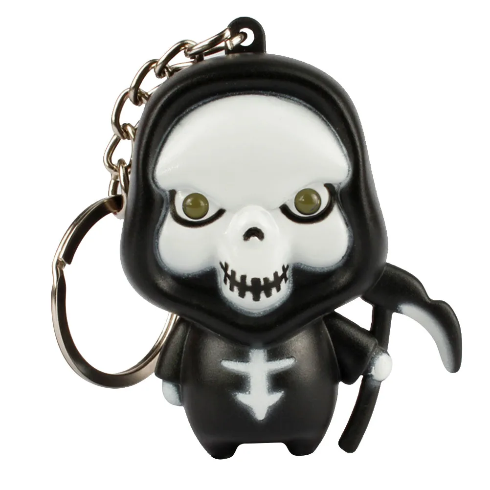 LED Flashlight Keychain Gifts With Sound Halloween Ghost Shaped Key Rings Bag Pandent | Дом и сад