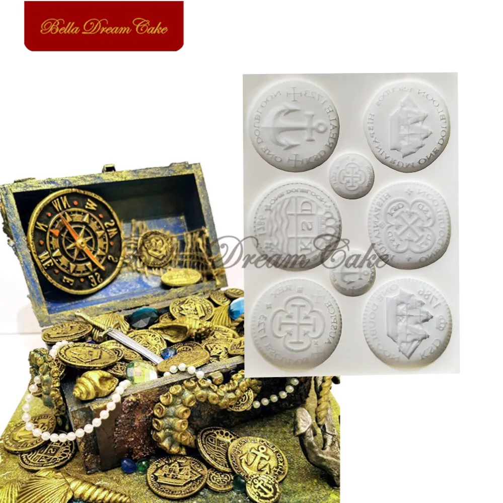 

Treasure Coins Silicone Mold Fondant Chocolate Gumpaste Cake Molds Cake Decorating Tools DIY Handmade Soap Mould Bakeware