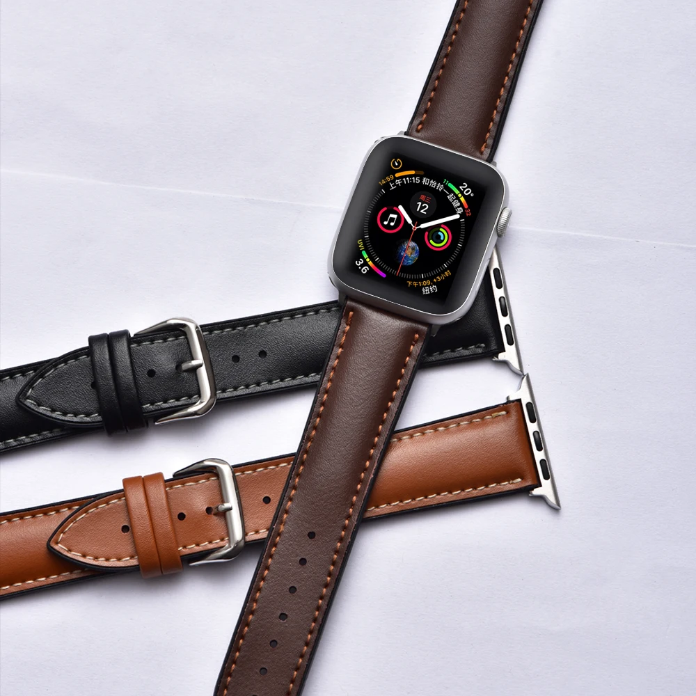 Кожаный ремешок для apple watch 42 мм 44 серия 5 4 3 2 1 pulseira 38 40 iwatch аксессуары