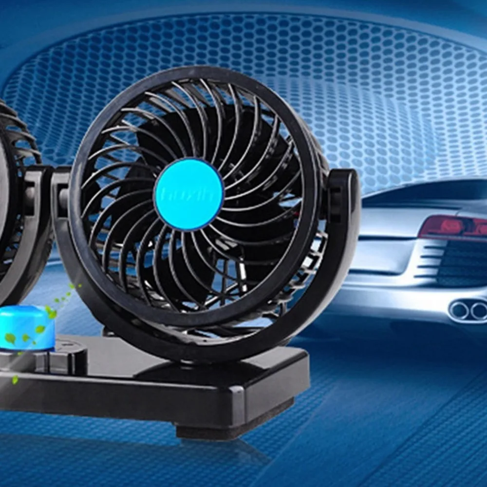 Автомобильный вентилятор с двумя головками 12 V/24 V немой вентилятор большой ветер вентилятор охлаждения 360 градусов вращения