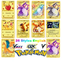 Cartes en métal Pokemon, 26 Styles, Super jeu, Anime Battle anglais, Collection d'action Pikachu pour enfants, cadeau de noël Ch 
