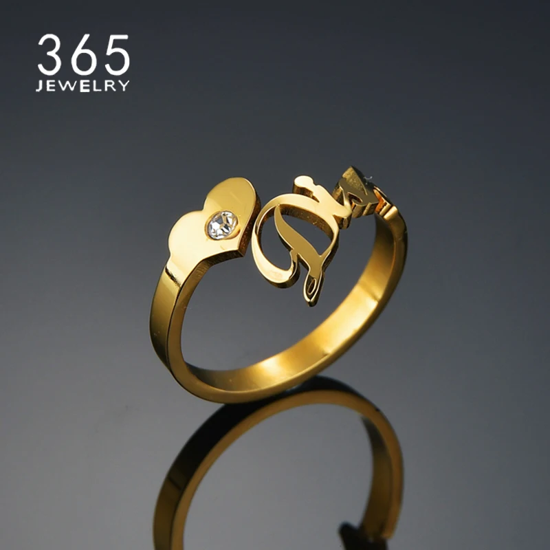 Anillo personalizado de acero inoxidable para mujer, sortija ajustable con nombre y piedra de nacimiento, Envío Gratis