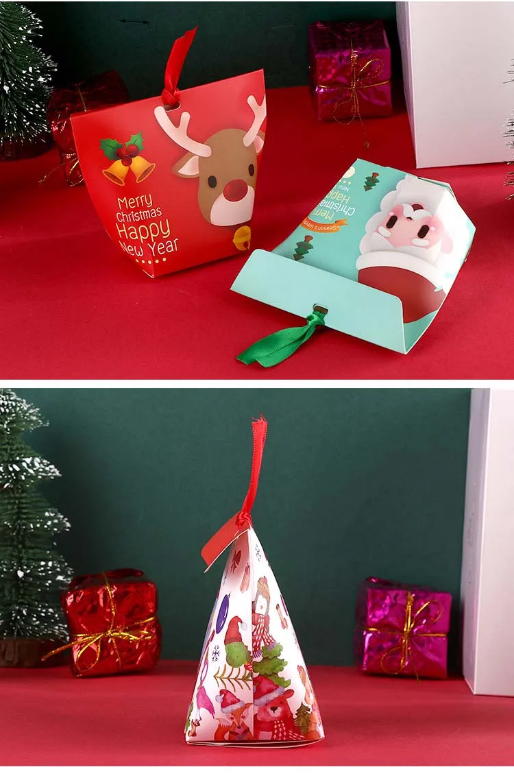 5 шт рождественские бумажные пакеты для конфет и печенья с лентой выпечки выпечка печенье обертка коробка сувенир для свадебной вечеринки коробка конфет