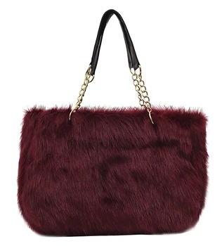 

QZUnique Women's Faux Fur Handbag Large Capacity Plush Tote Shoulder Bag Zipper Purse White