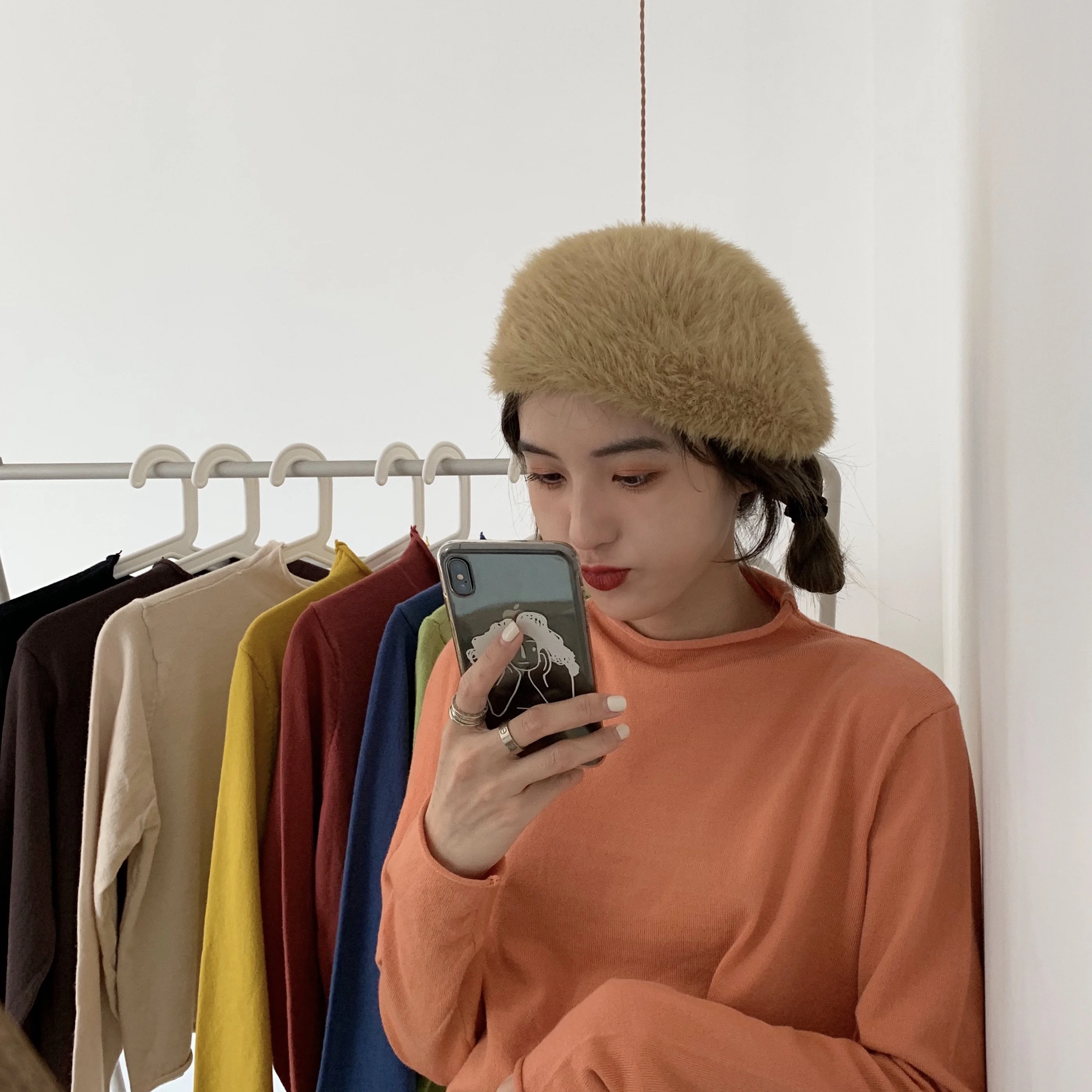 8 цветов осень и зима 2019 корейский стиль сплошной цвет свободные вязаные топы
