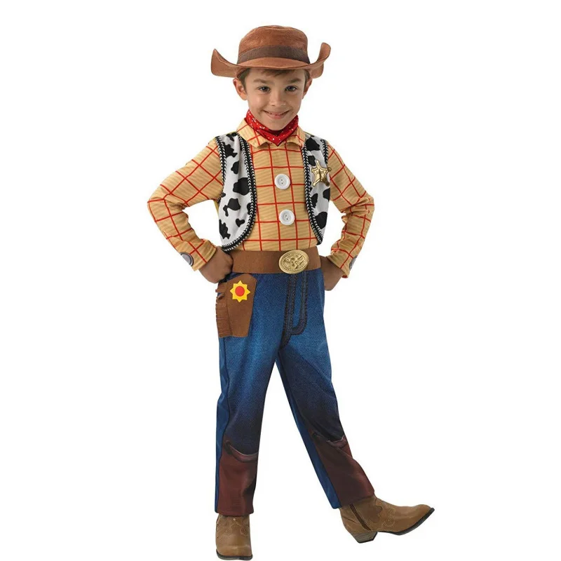 Ragazzi Woody Cosplay Deluxe Animato Animato Capitano Woody Costume Halloween Bambini Detective Vestire