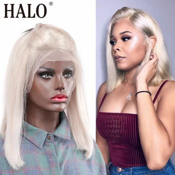 

Ash Blonde Silver Gray Colored Short Bob 13x4 Lace Front Human Hair Wigs Transparent Frontal Wig Glueless Pre Plucked Bleached