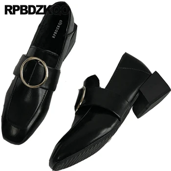 

chunky square toe vintage cheap pumps retro ladies mid heels shoes fur japanese autumn thick 2019 chic black block female metal