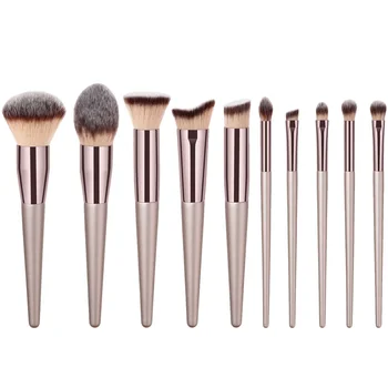 

1 Set 10pcs Makeup Brush Kit Multifunction Comestics Brushes Makeup Tools Synthetic Fiber Soft Powder Brush (Champaign Gold)