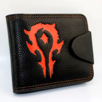 

Cartoon World of War craft for the horde Wallet Purse ID Cards Button Short Purse Bag Black Men Boys PU Leather Black