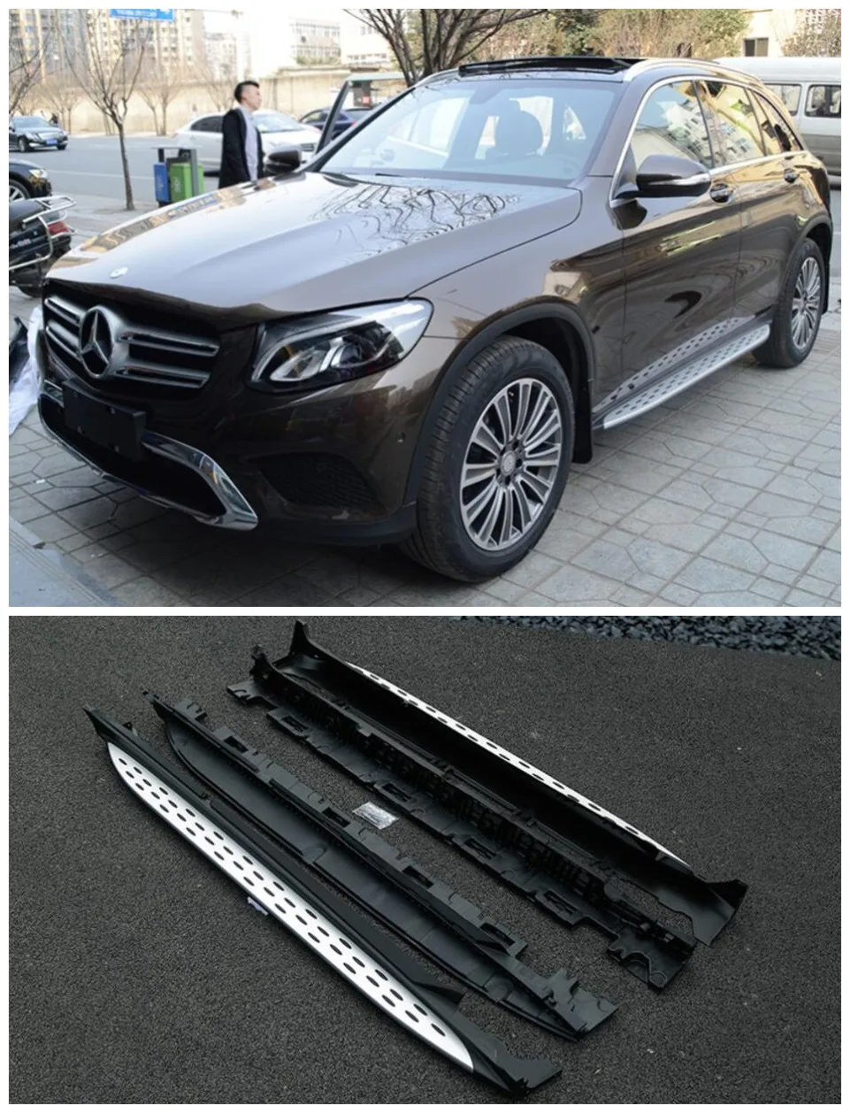 

High quality Car Aluminum alloy Running Boards Side Step Bar Pedals Fits For Mercedes-Benz GLC X253 AMG GLC200-GLC300 2016.2017