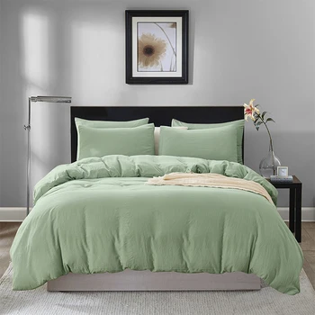

Home Textile Bedding Set Solid Color Duvet Cover Sets Quilt Pillowcases Washed Queen King Cover Size European Quilt Covers