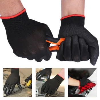

Wearproof Antiskid Coated Nylon Breathable Work Gloves High Quality Garden Building 24Pairs Safety Safety Gloves Mechanic Grip