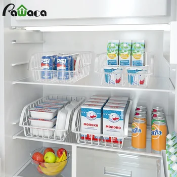 

Iron-Art Sundries Storage Basket Anti-Rust Refrigerator Organizer Fruits Vegetable Shelf Snack Storage Rack Kitchen Accessory