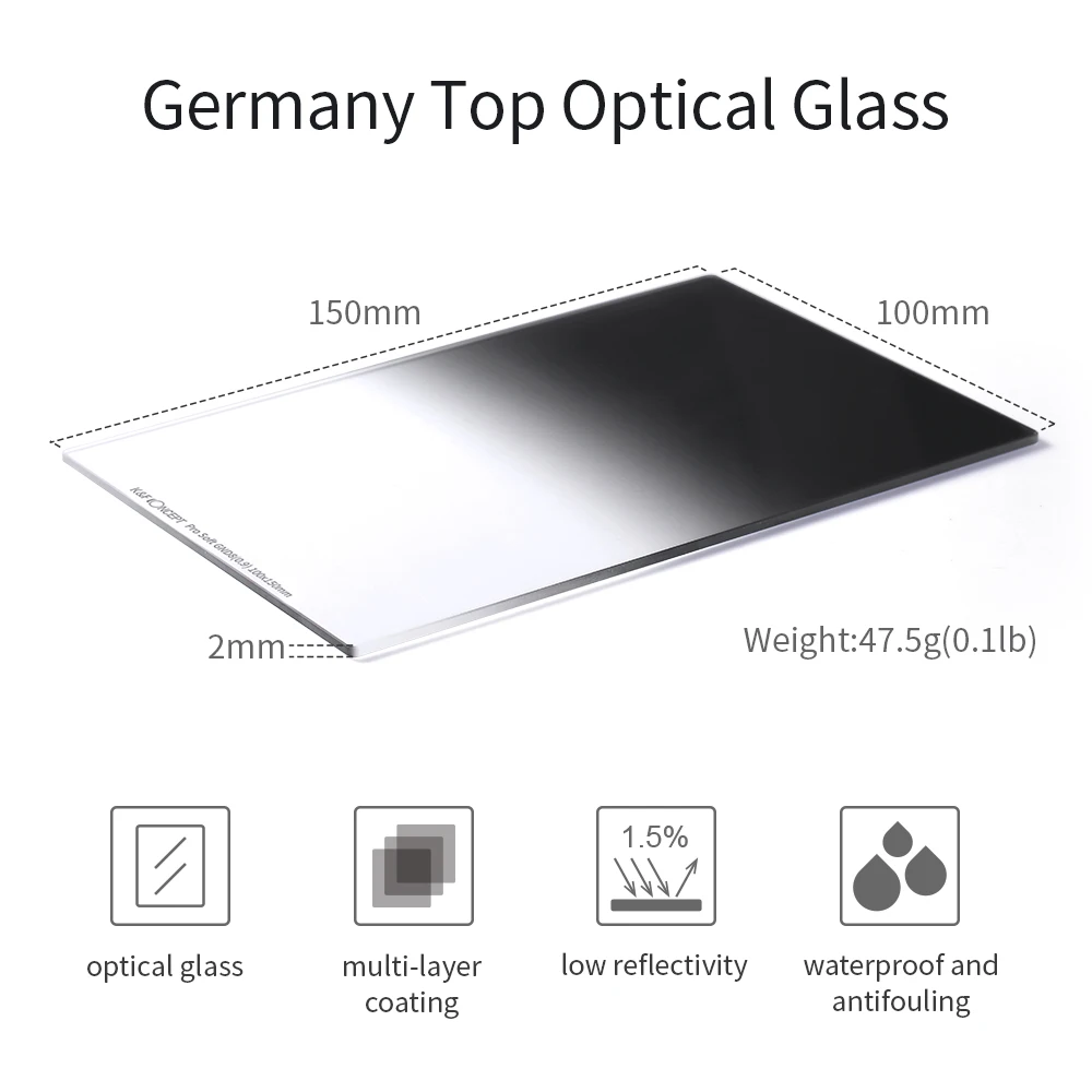 K&F CONCEPT Pro Soft GND8(0.9) 100×150mm K&F Concept 100*150mm GND8 Square Soft Neutral Density